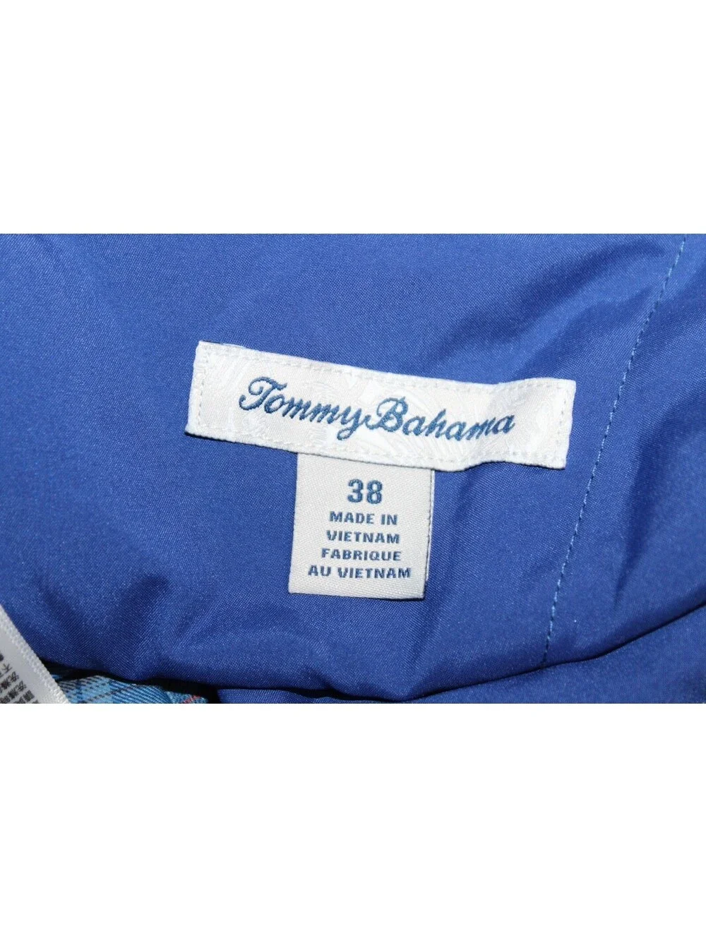 Tommy Bahama Blue Gray Men's Nylon Blend Zip Pocket Plaid Golf Shorts Size 38